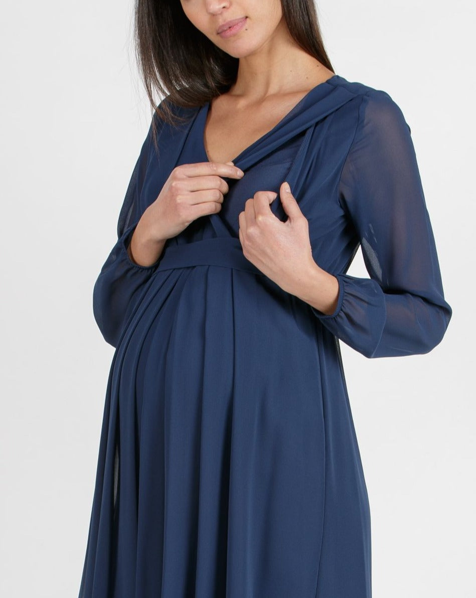 Robe de grossesse et d'allaitement - Bleu/Rouge